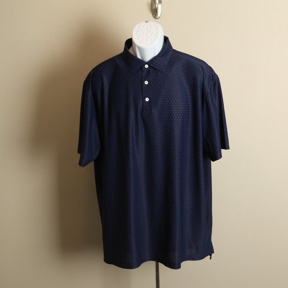 Peter Millar Summer Comfort Men's blue starry pattern golf polo shirt XL EUC - Picture 3 of 5